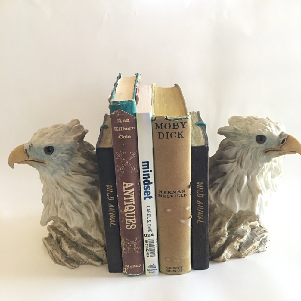 Vintage Wild Animal Eagle Bookends Fierce Realistic Eyes Ceramic Heavy 6.5” - Picture 16 of 16
